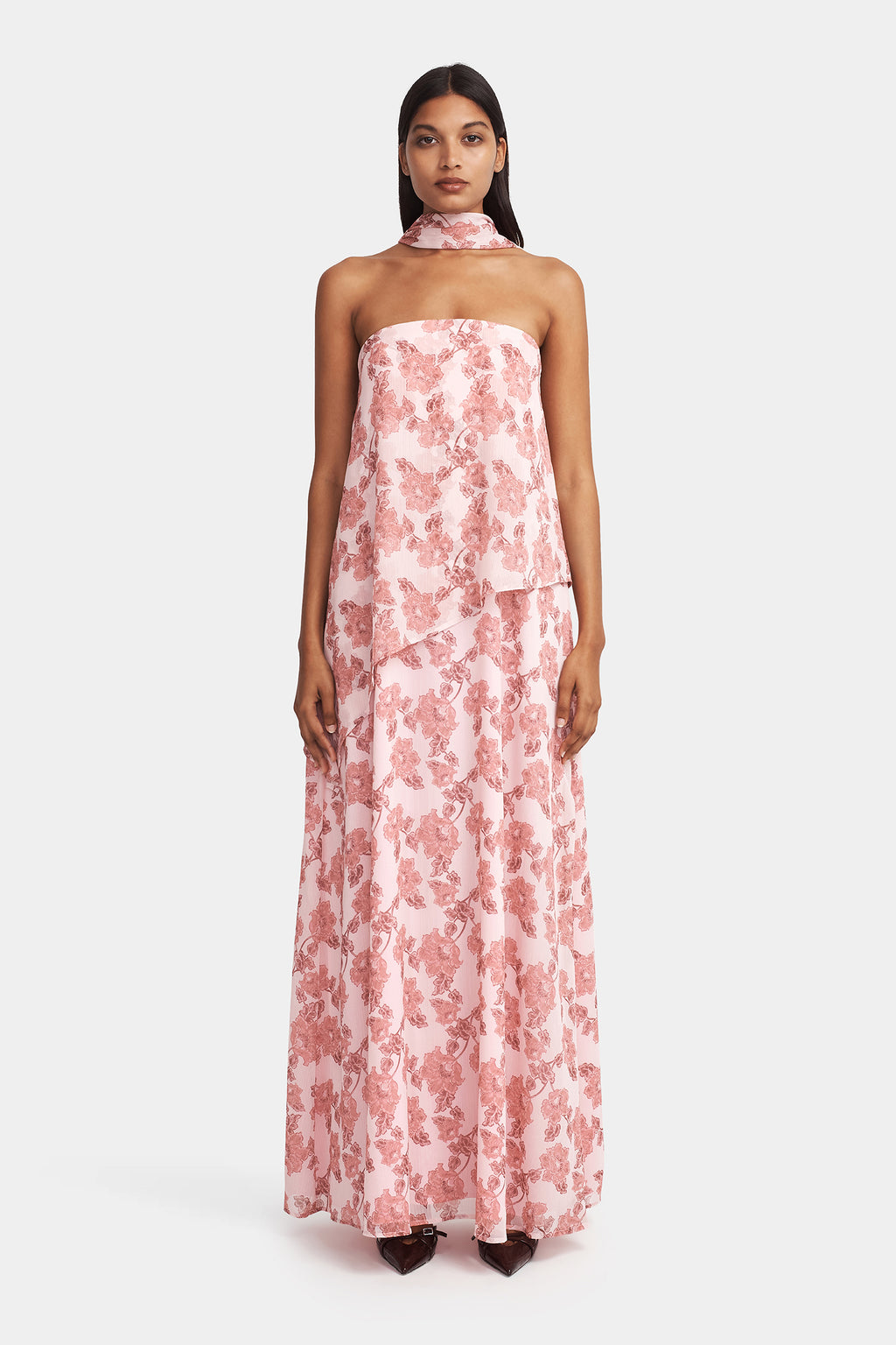 3way margot gel art dress（M） color：BEG Two-Tone Mesh Maxi — Margi Kent