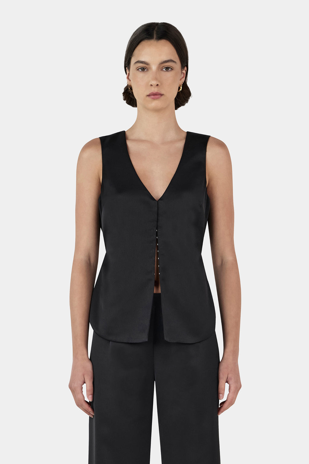 Rey Satin Vest Black – Hansen & Gretel