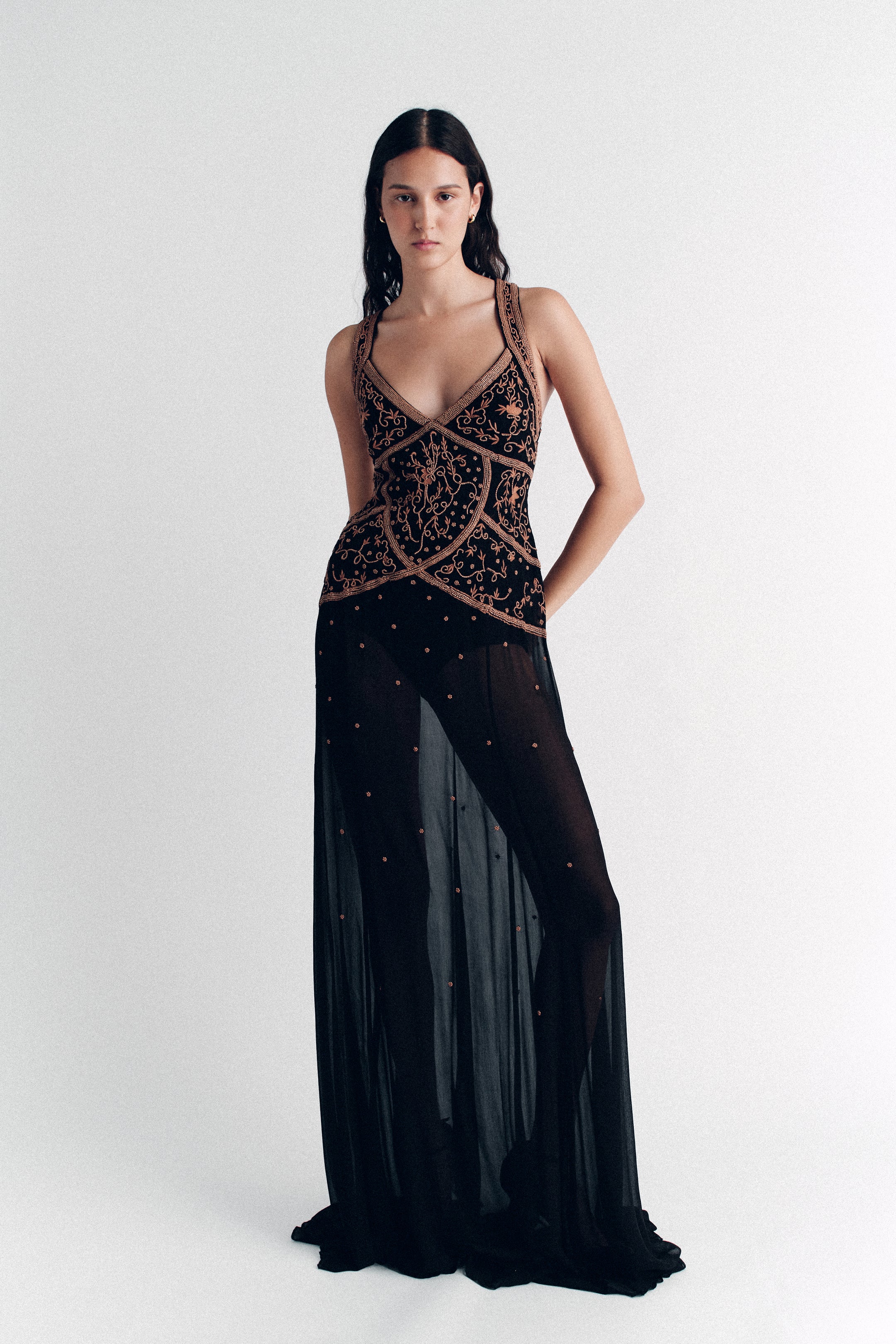 Maja Beaded Maxi Dress Onyx + Oak Hansen & Gretel Maja Beaded Maxi Dress Onyx + Oak Hansen & Gretel