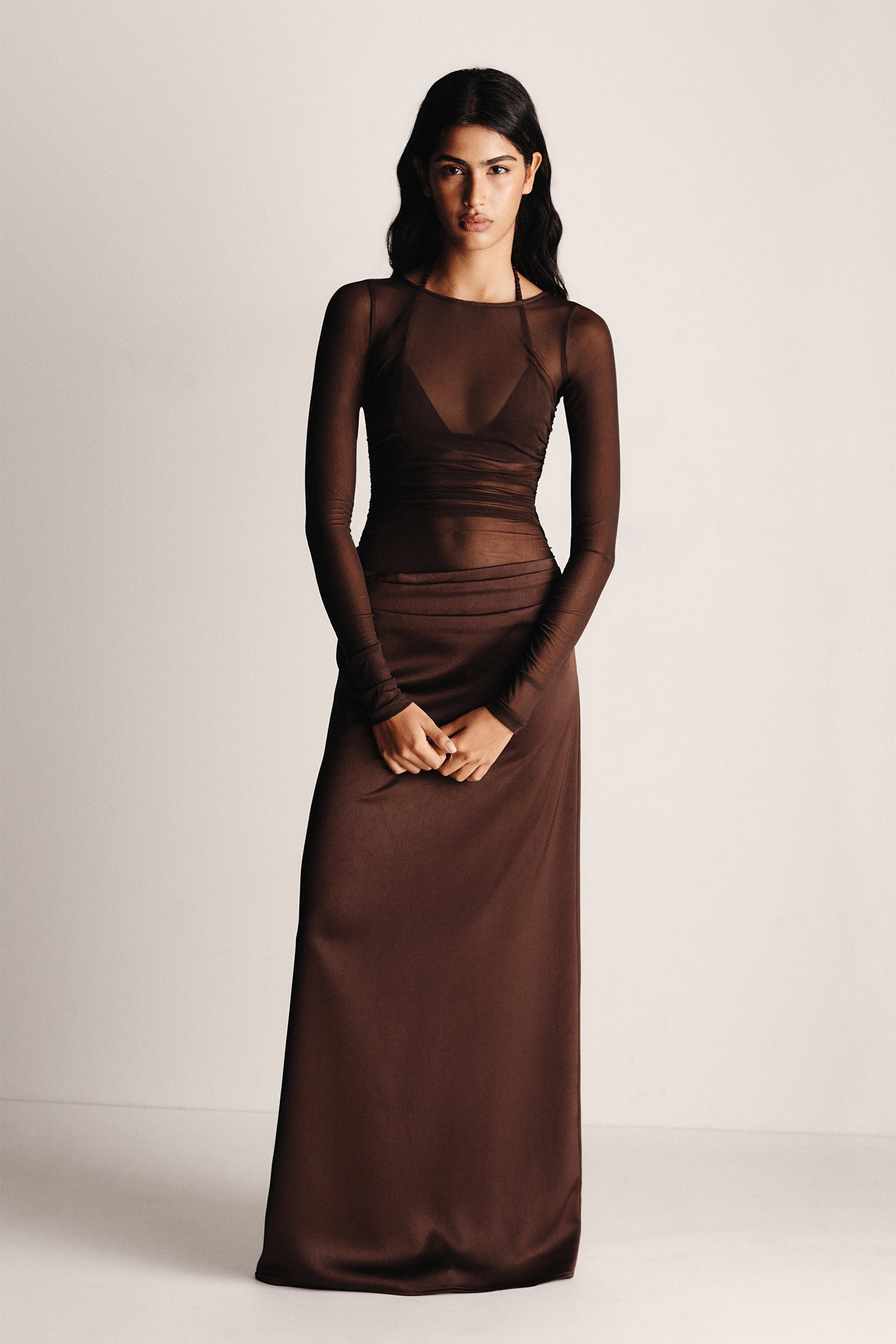 Amy Maxi Dress Chocolate-M CHOCOLATE