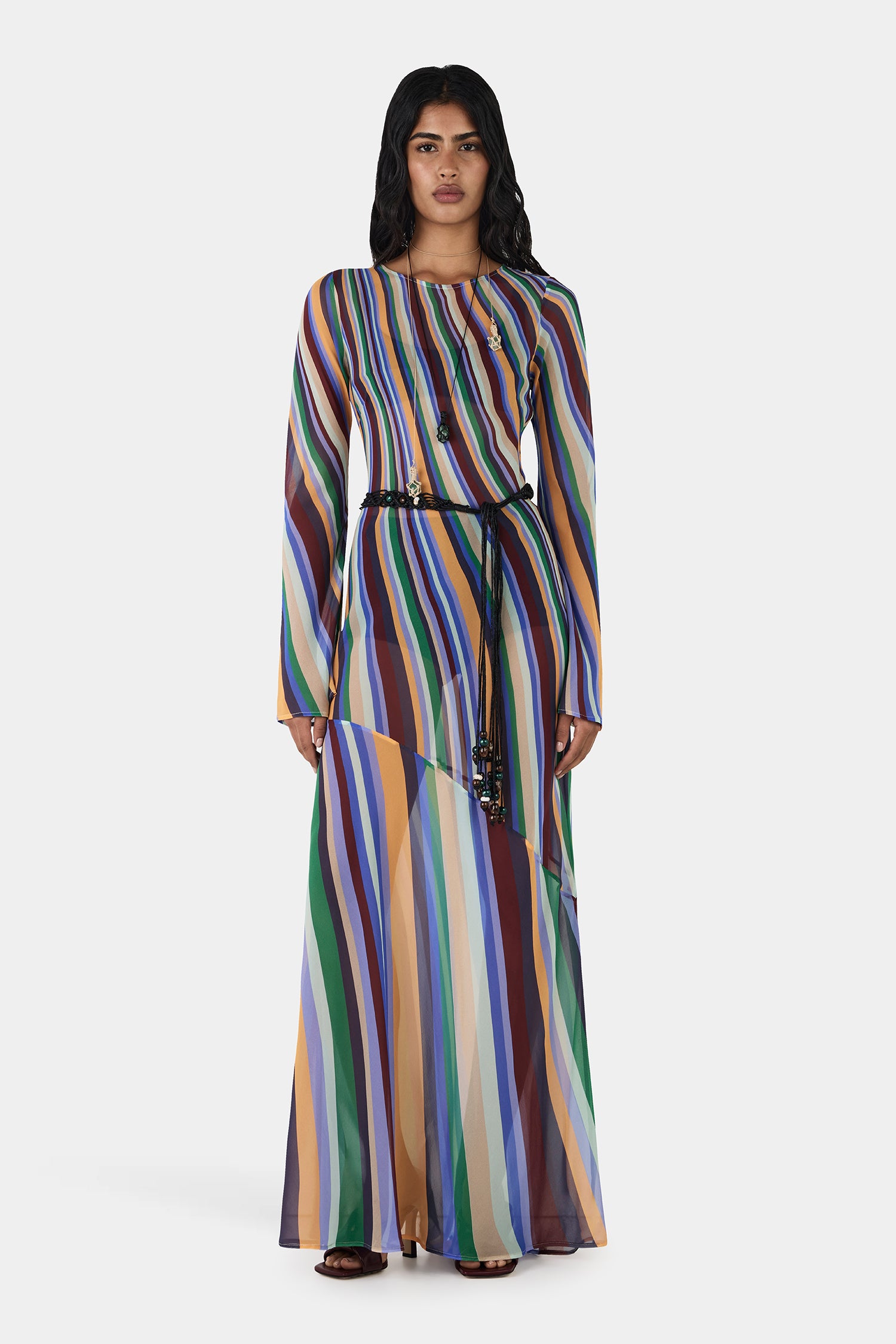 silk striped maxi dress SELENA MAXI DRESS STRIPE