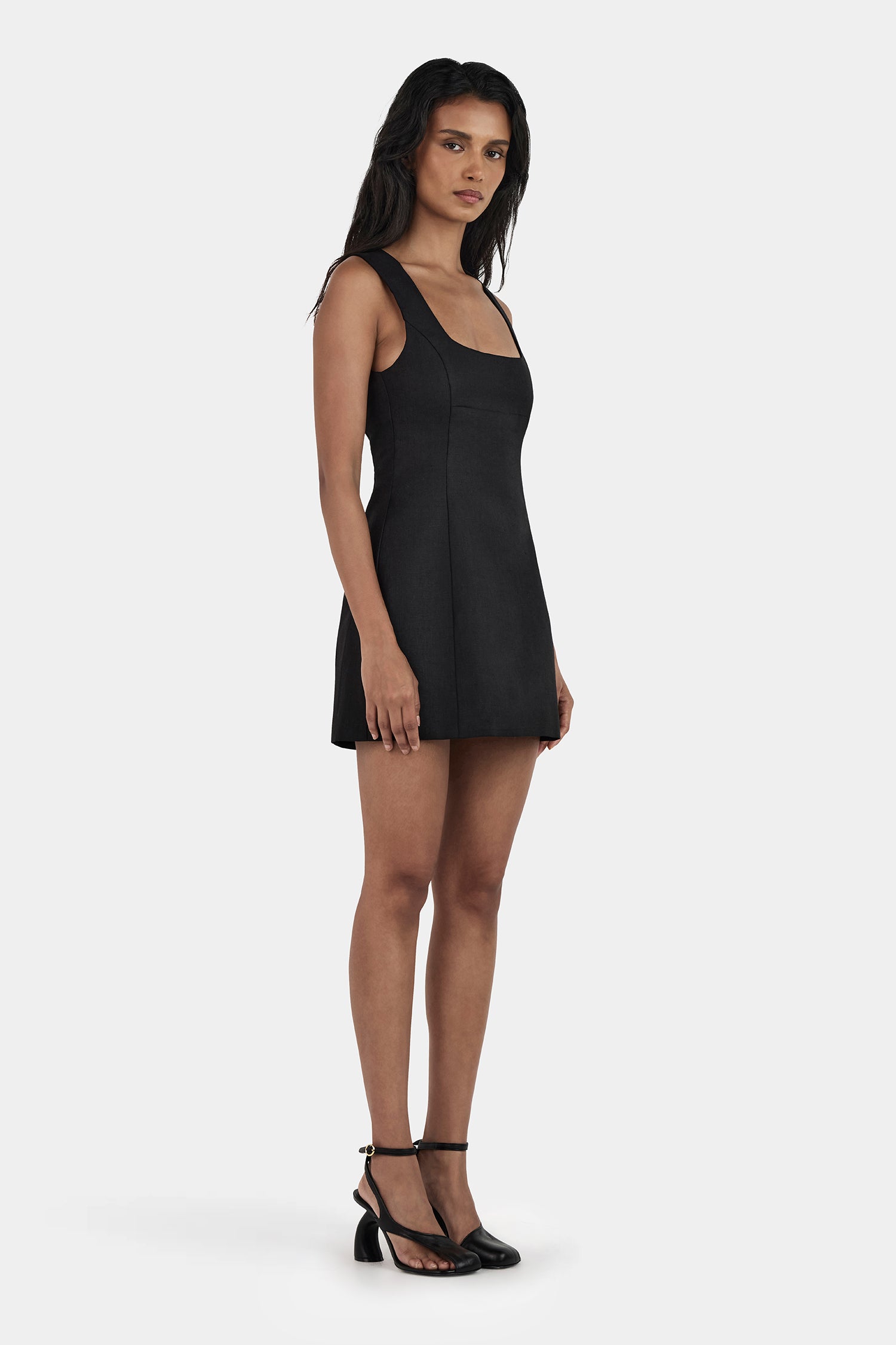 Bonython Linen Mini Dress Black Hansen & Gretel Bonython Linen Mini Dress Black Hansen & Gretel
