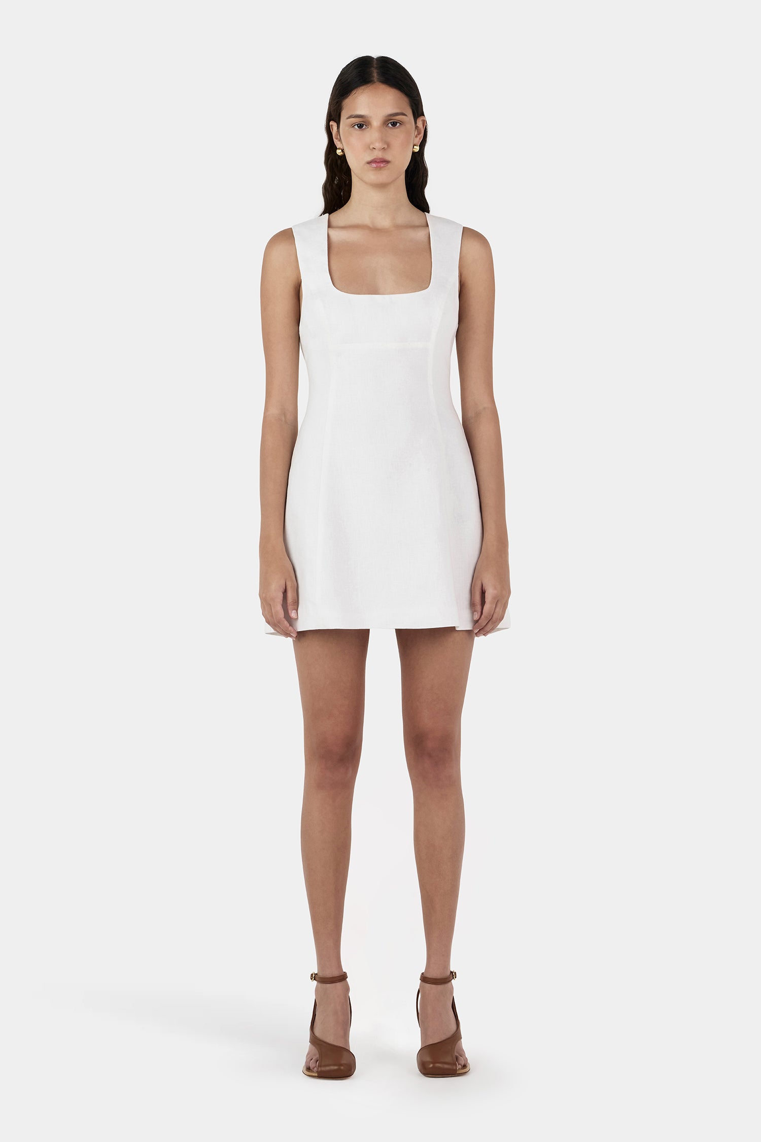 Bonython Linen Mini Dress Ivory-L / IVORY