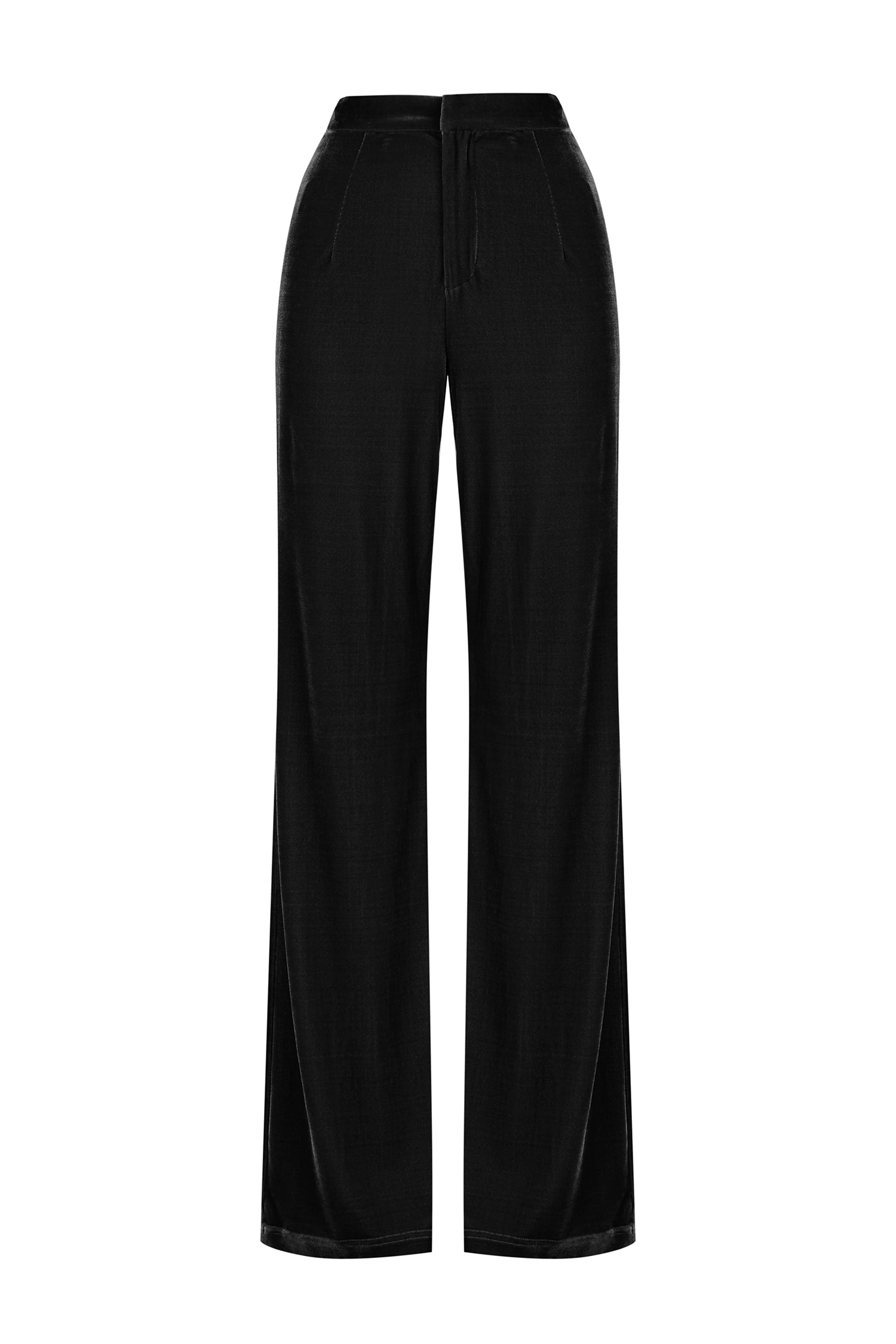 Yasmin Devonport Black Velvet Wide Leg Trousers  In The Style