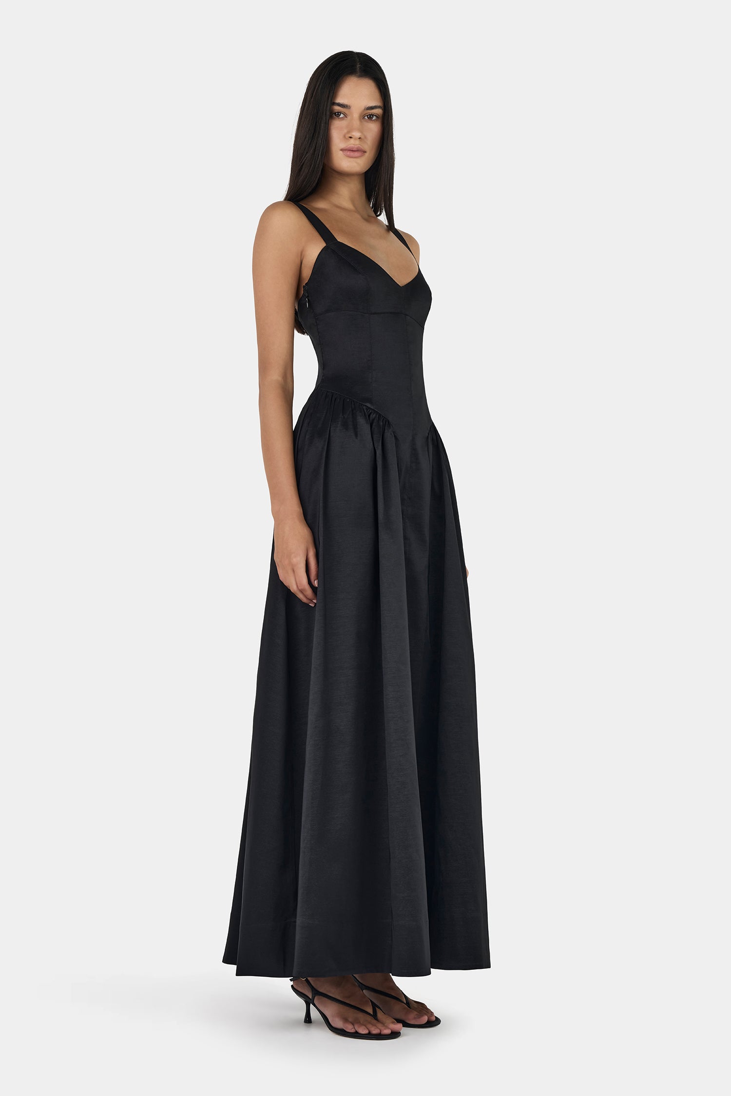 beach semi formal dress Cami Taffeta Gown Black – Hansen & Gretel