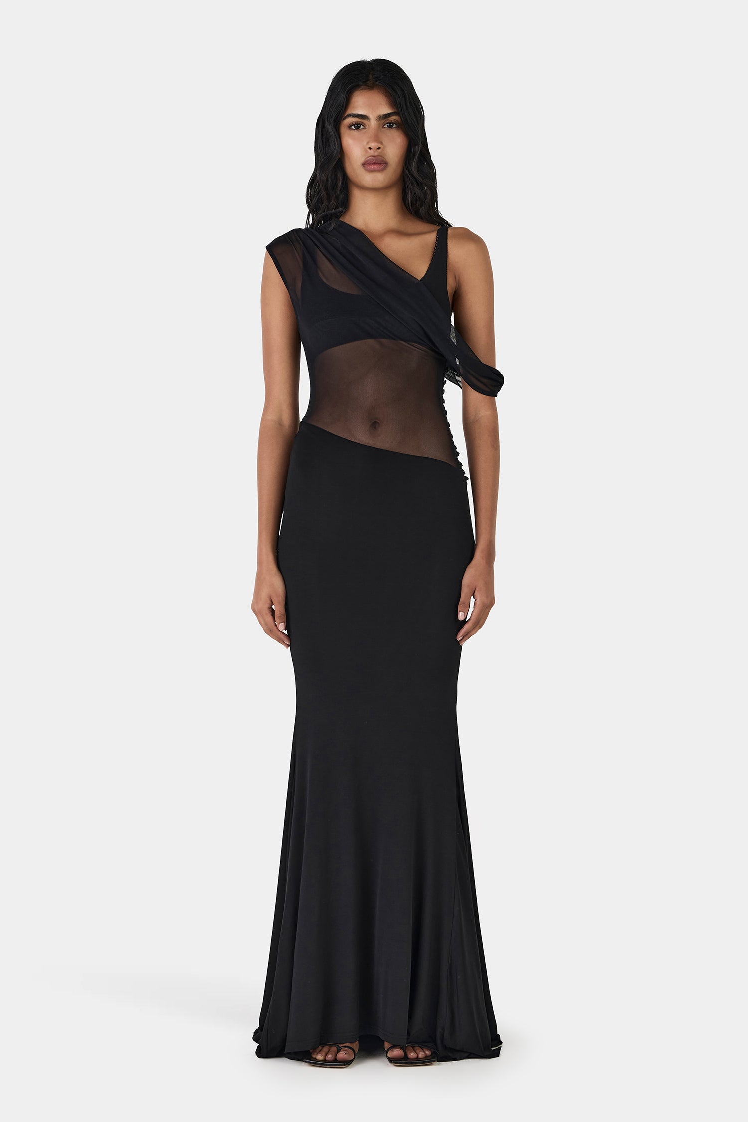 princess polly baby blue dress Black Rue Mesh Maxi Dress main image 0