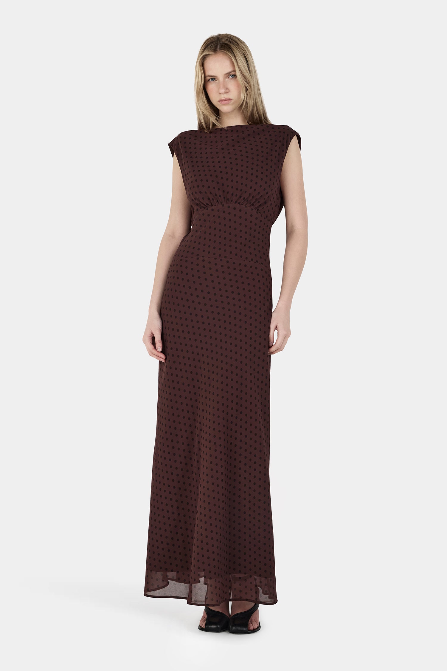 Carmela Bias Dress Chocolate Polka – Hansen & Gretel