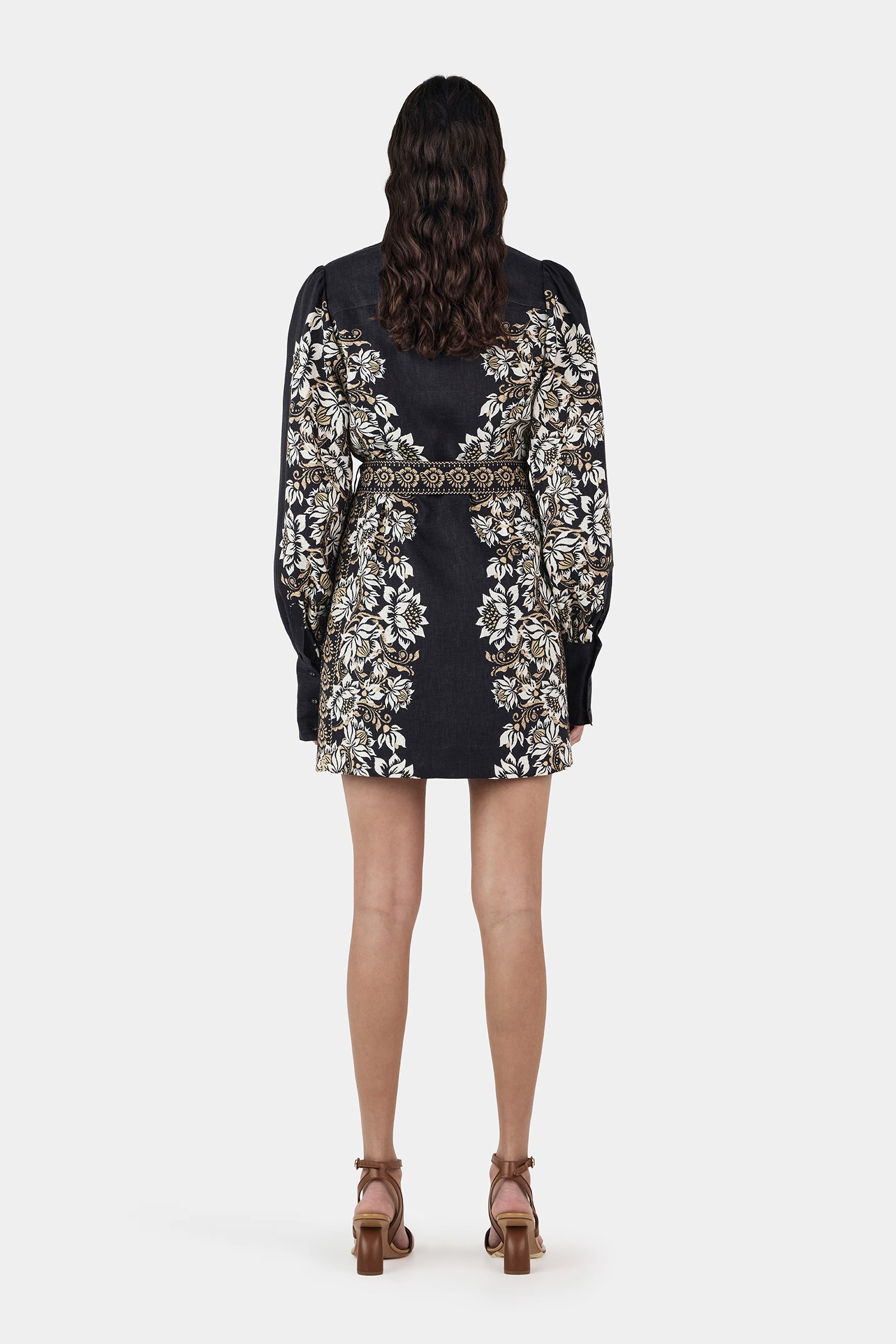 Constance Linen Mini Dress Midnight Bells Beach – Hansen & Gretel