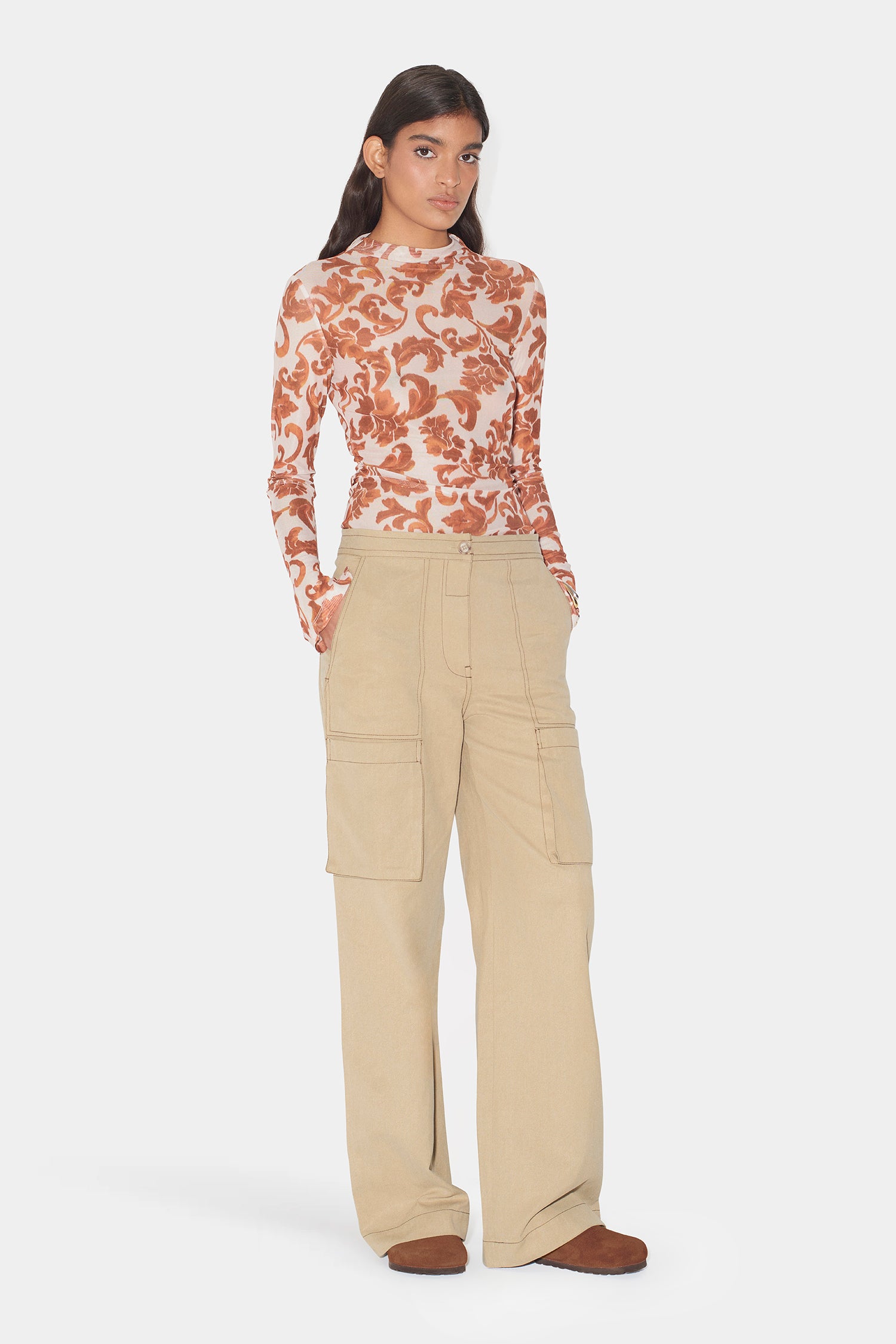 アンティーク雑貨 Henley  Regatta Washed Organic Cotton Poplin Stand Collar Top | EILEEN FISHER
