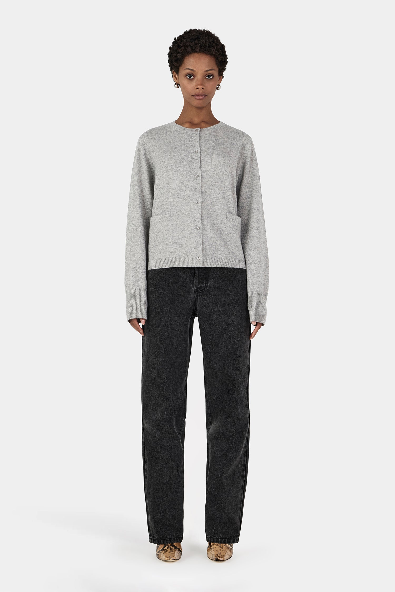 Dolly Cashmere Cardigan Grey Marle