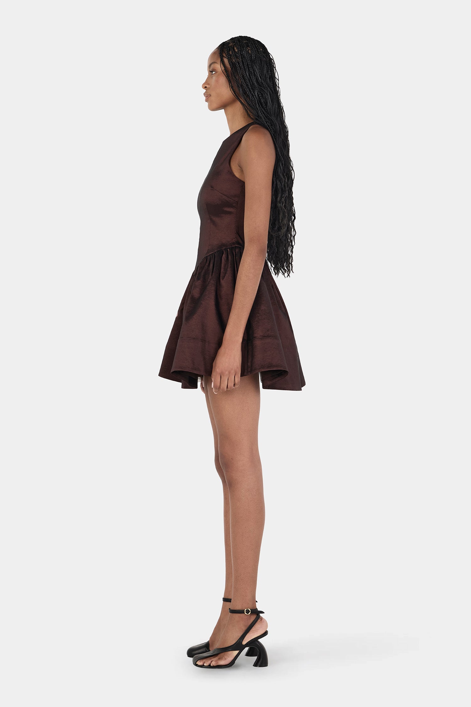 Mia Mini Taffeta Dress Chocolate  Hansen & Gretel