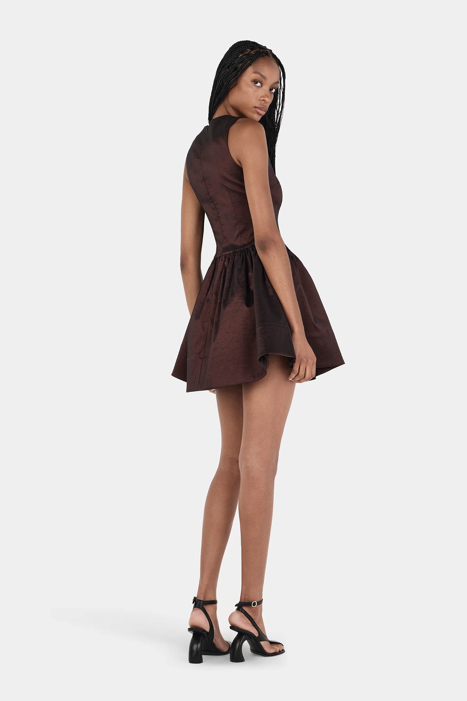 Mia Mini Taffeta Dress Chocolate | Women Mini Dress | Hansen and