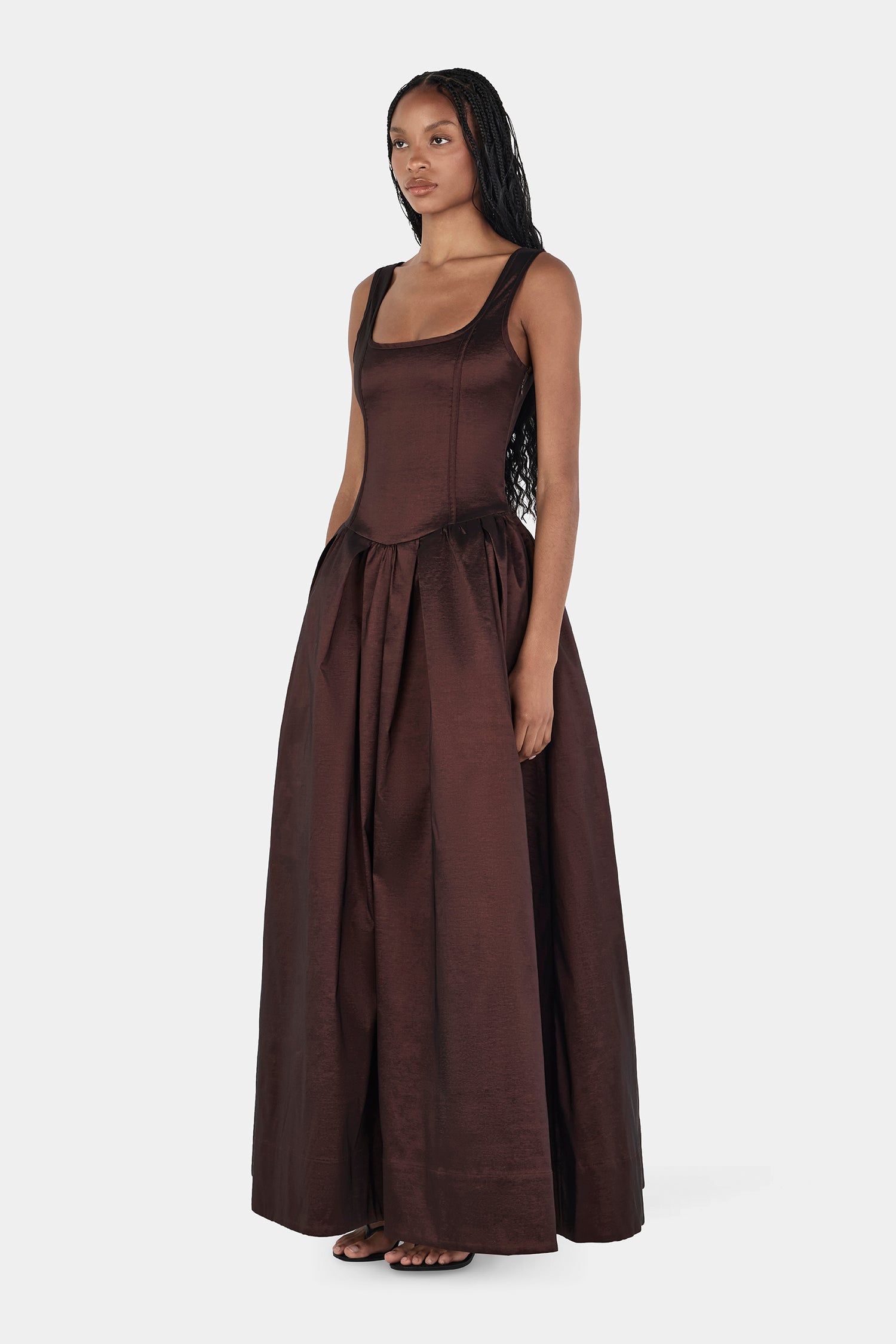 brown taffeta dress lyse Maxi
