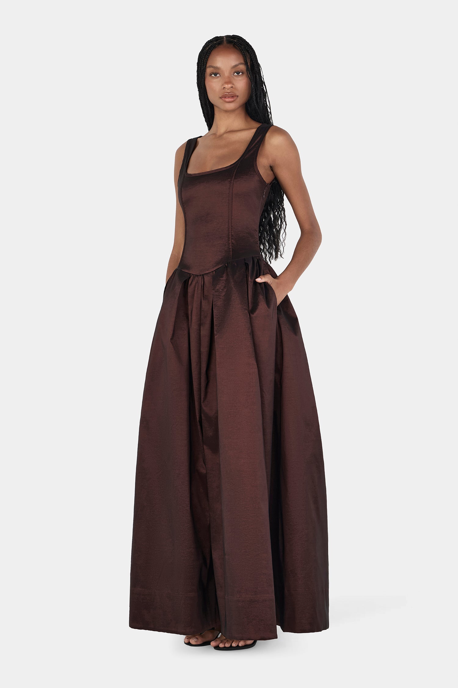 Posey Taffeta Gown Chocolate | Women Dress