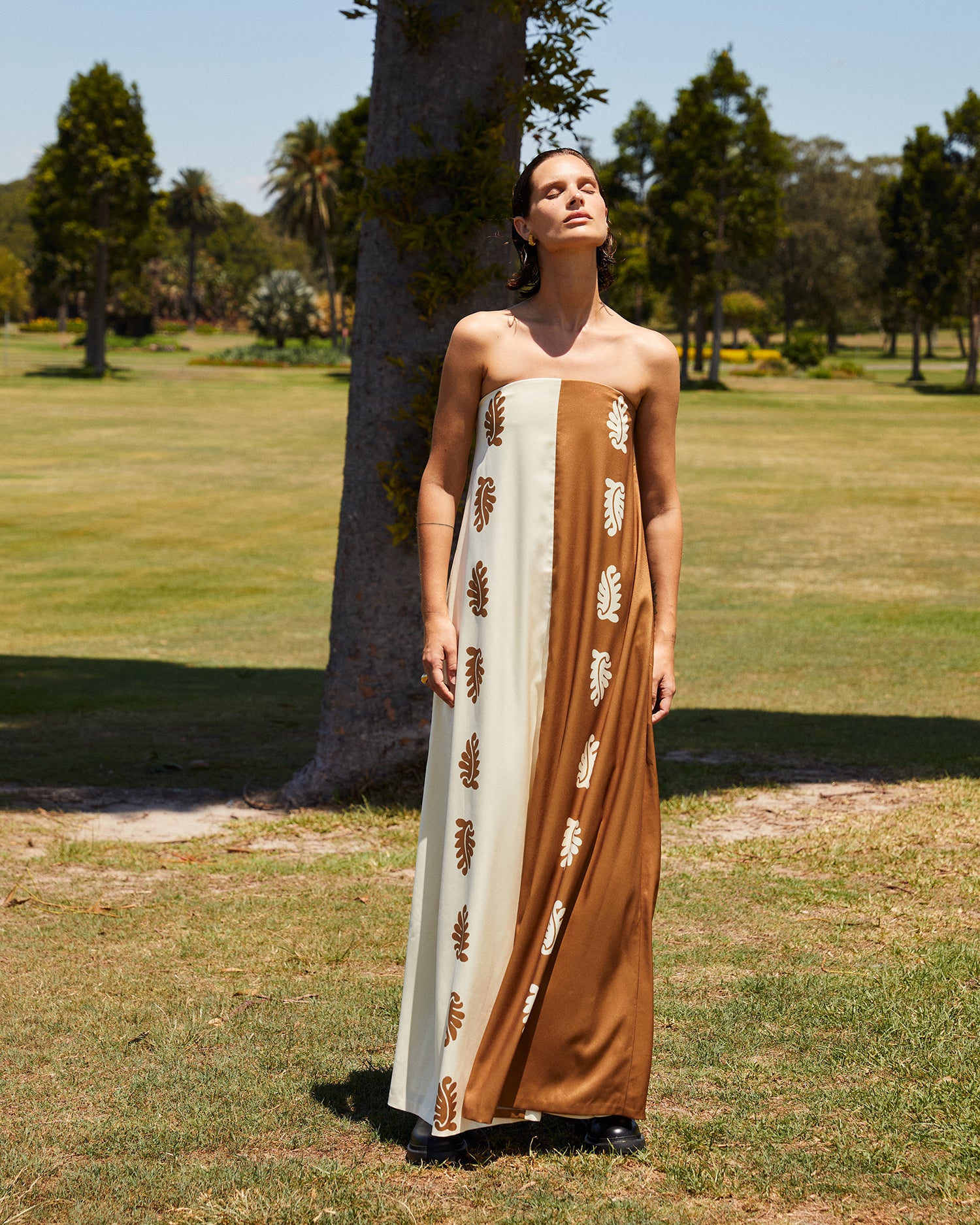Ikaria Trapeze Dress Stencil Leaf – Hansen & Gretel