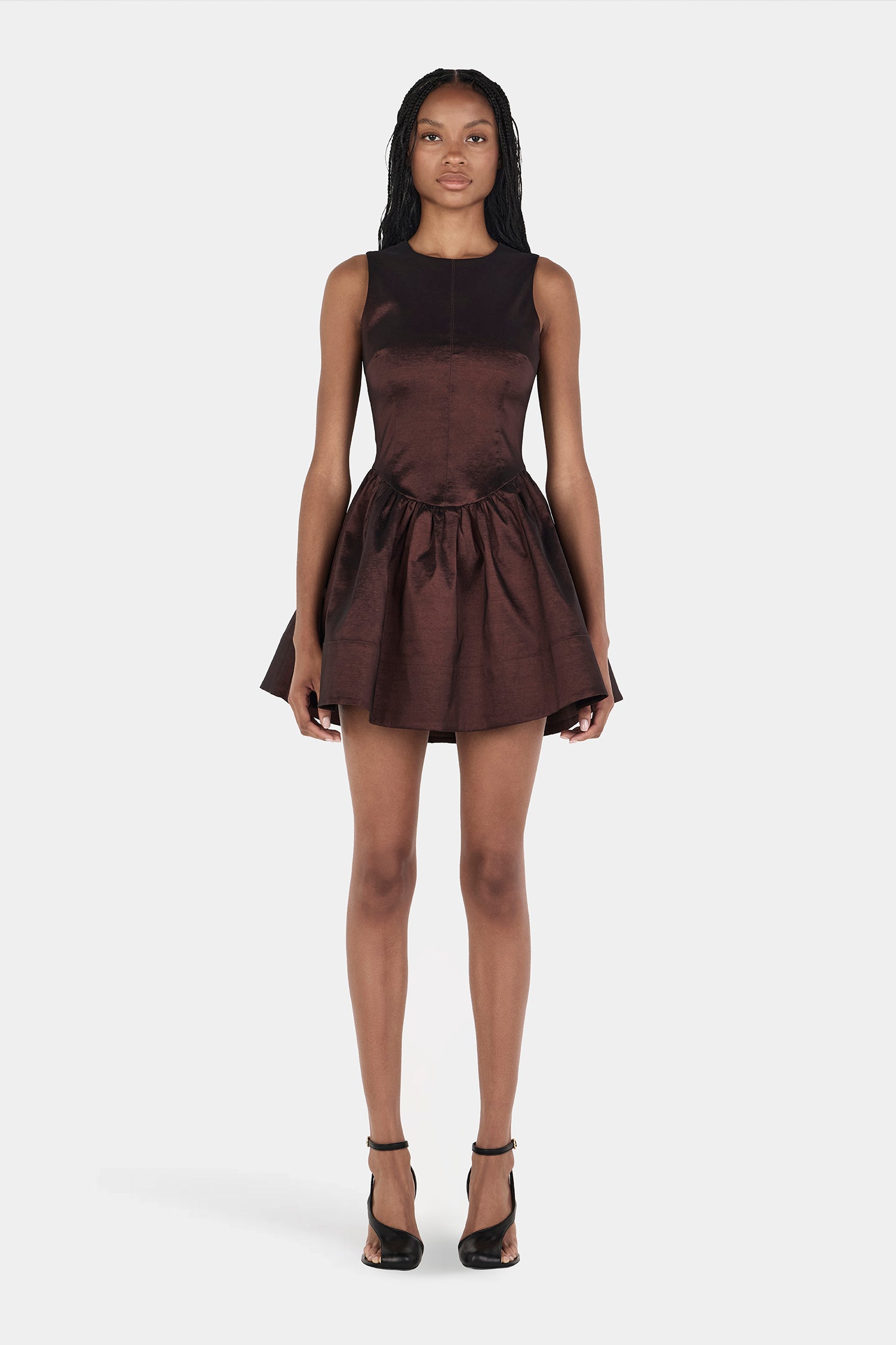 Mia Mini Taffeta Dress Chocolate | Women Mini Dress | Hansen and