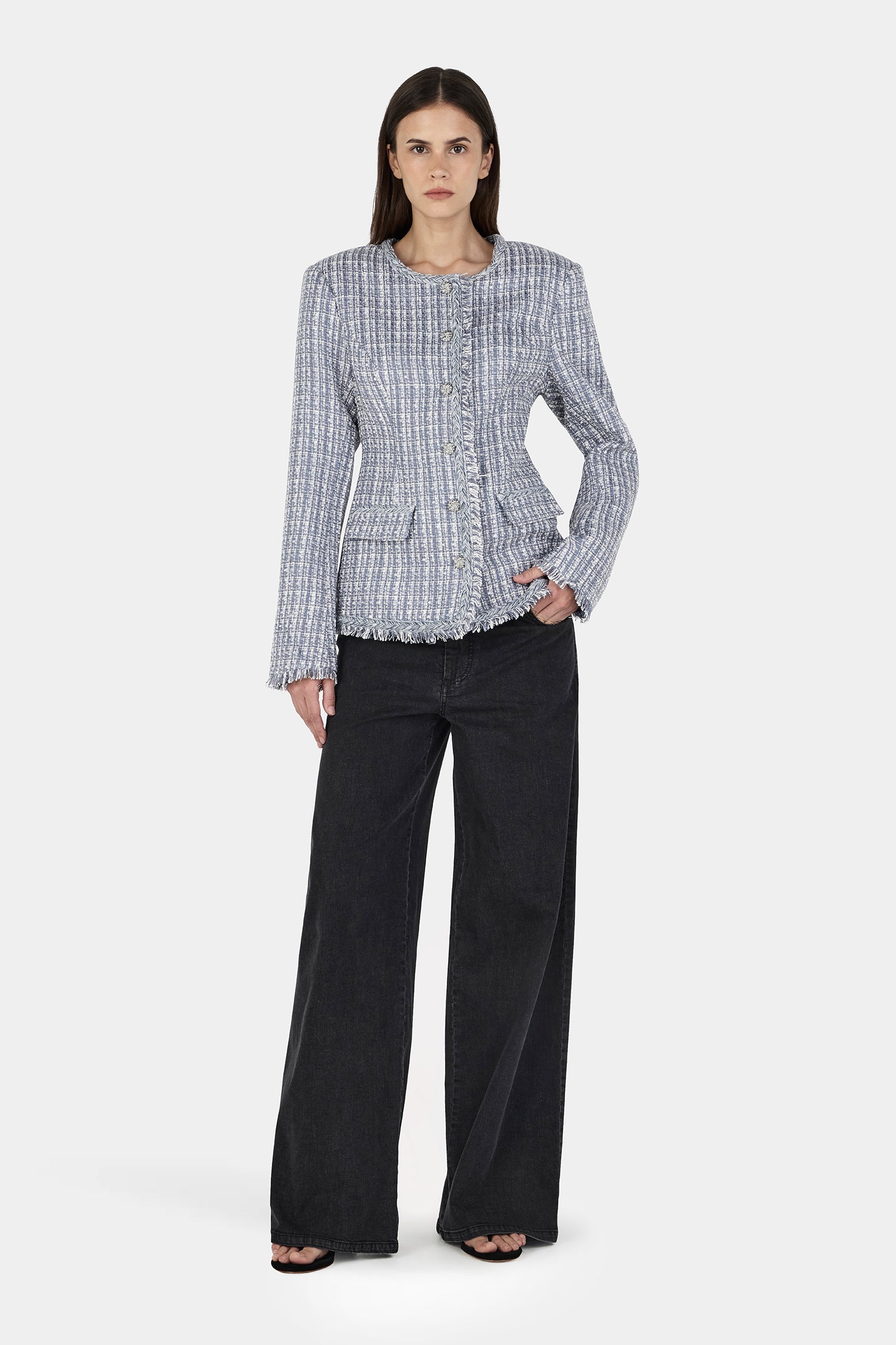 Jagger Boucle Jacket Steel Boucle – Hansen & Gretel