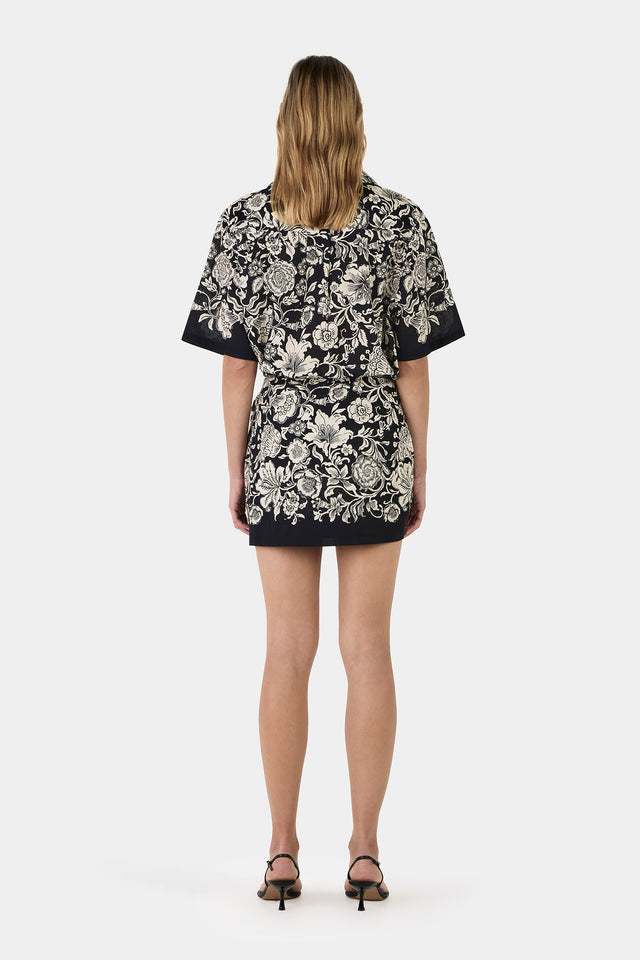Aluna Mini Skirt Noir Bloom – Hansen & Gretel