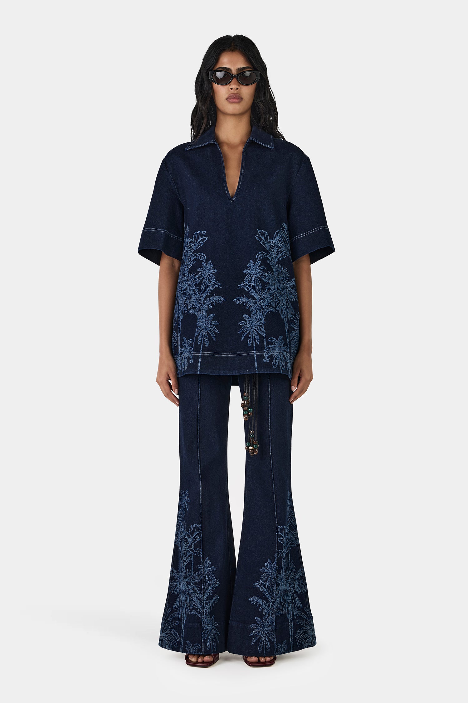 Mabel Denim Tunic Tropicana Denim – Hansen & Gretel
