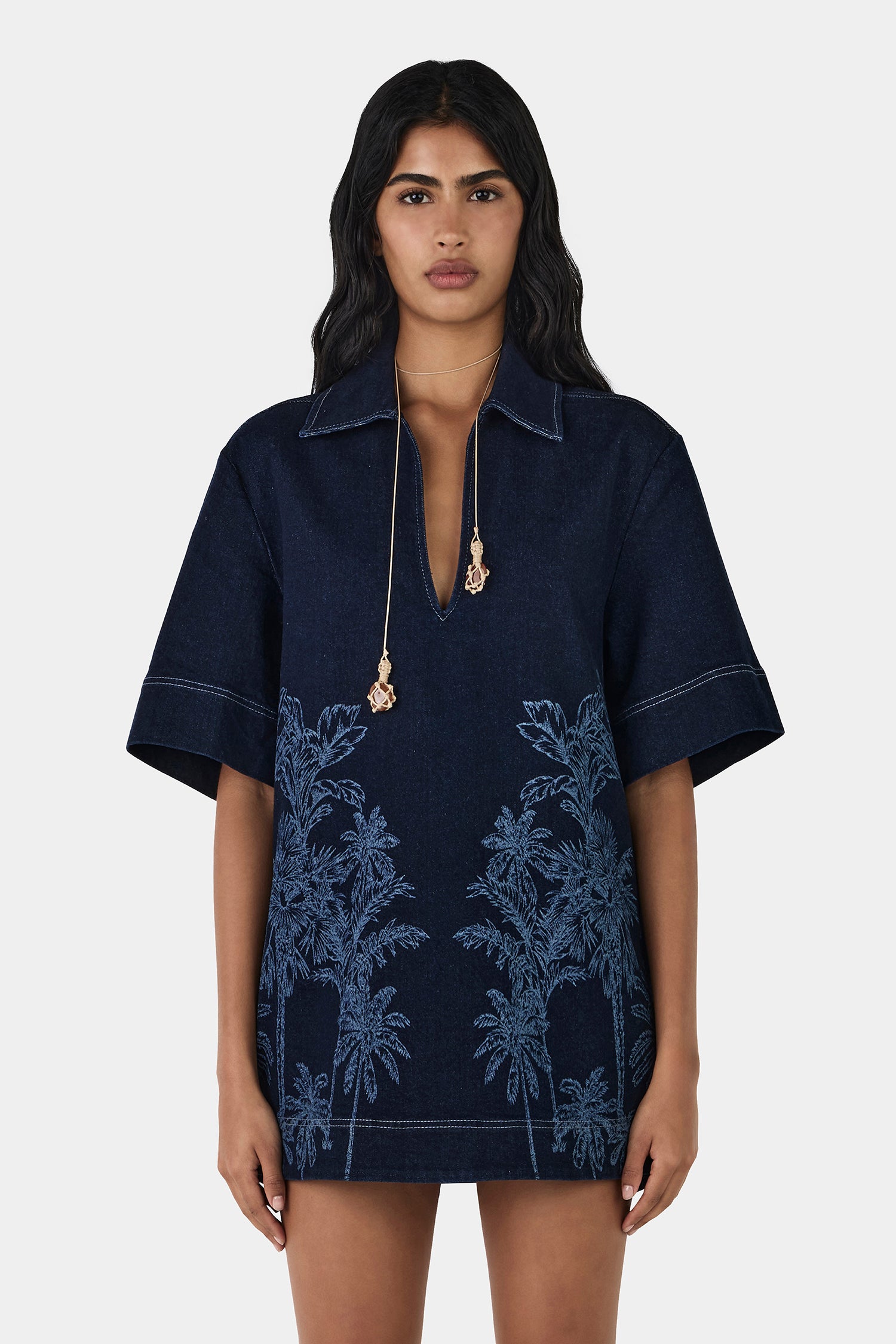 Mabel Denim Tunic Tropicana Denim – Hansen & Gretel