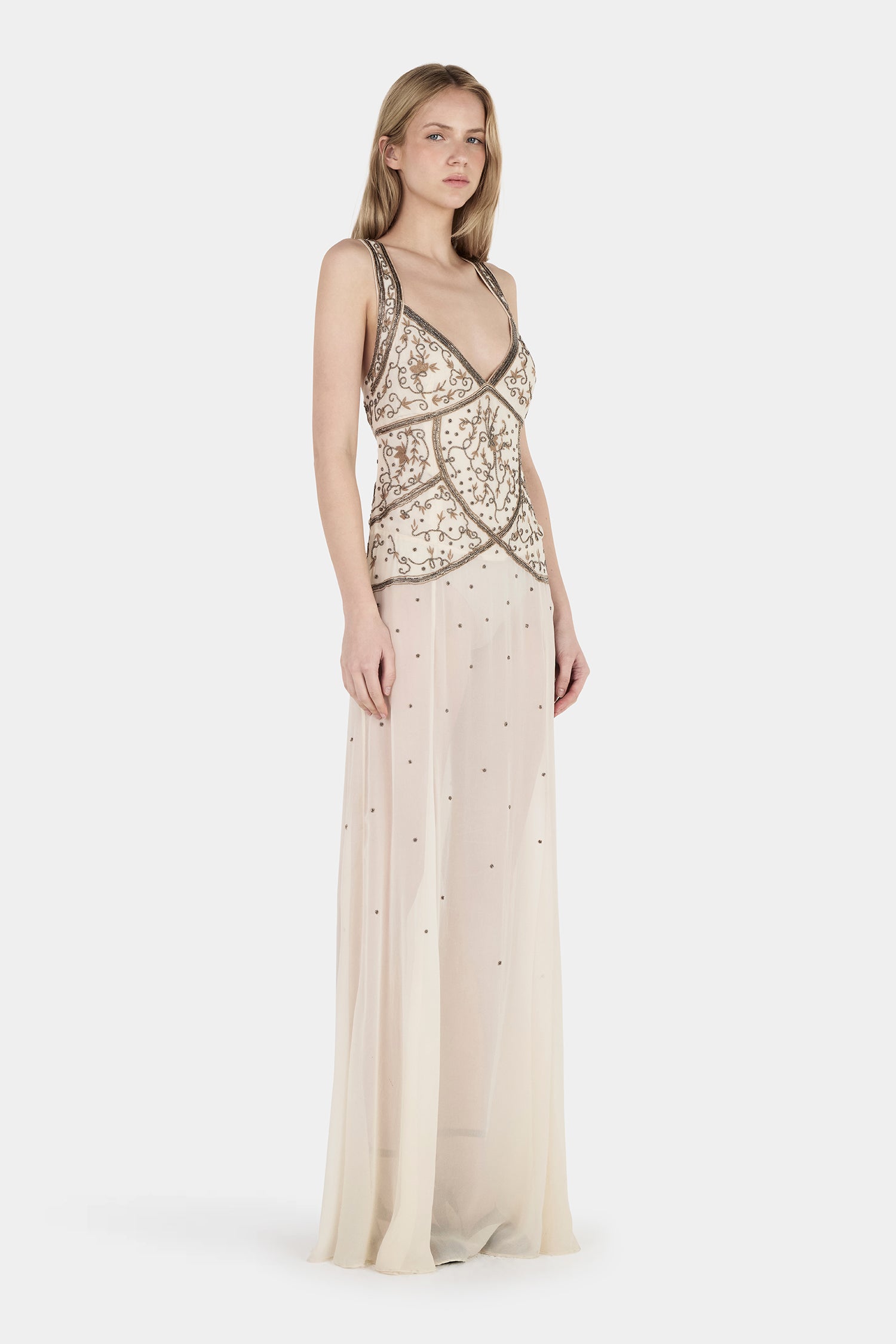 Maja Beaded Maxi Dress Silver Veil-L / SILVER VEIL Maja Beaded Maxi Dress Silver Veil-L / SILVER VEIL