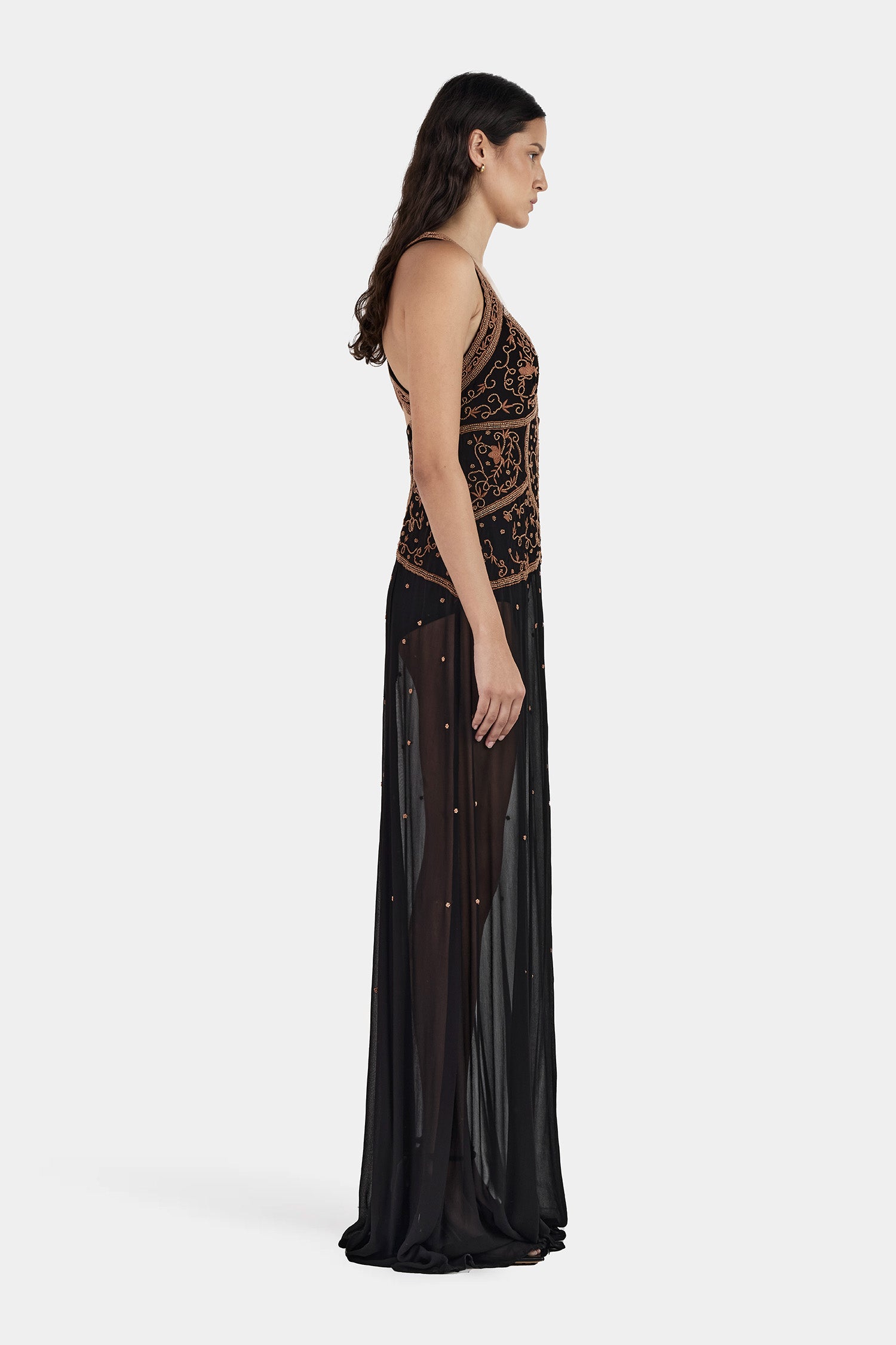 Maja Beaded Maxi Dress Onyx + Oak Hansen & Gretel Maja Beaded Maxi Dress Onyx + Oak Hansen & Gretel