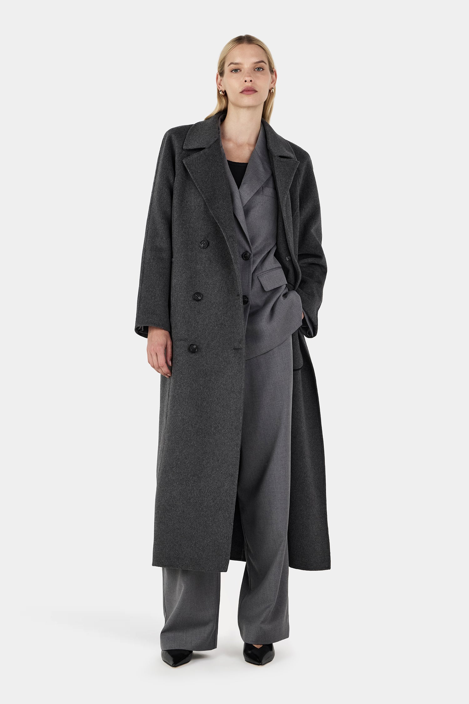 Matthews Wool Coat Longline Charcoal – Hansen & Gretel