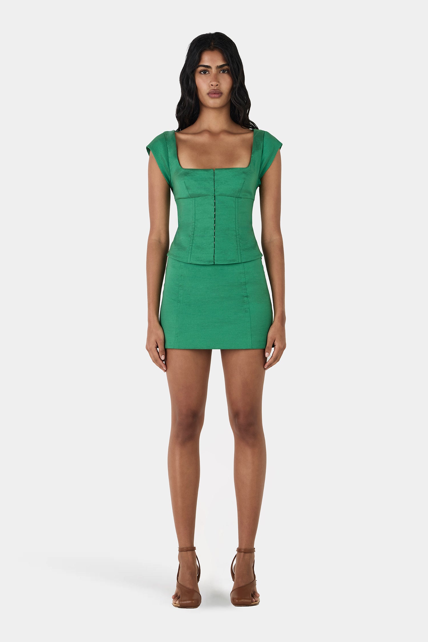monki green shirt dress Monica- Bottle Green – Mazikien main image 1
