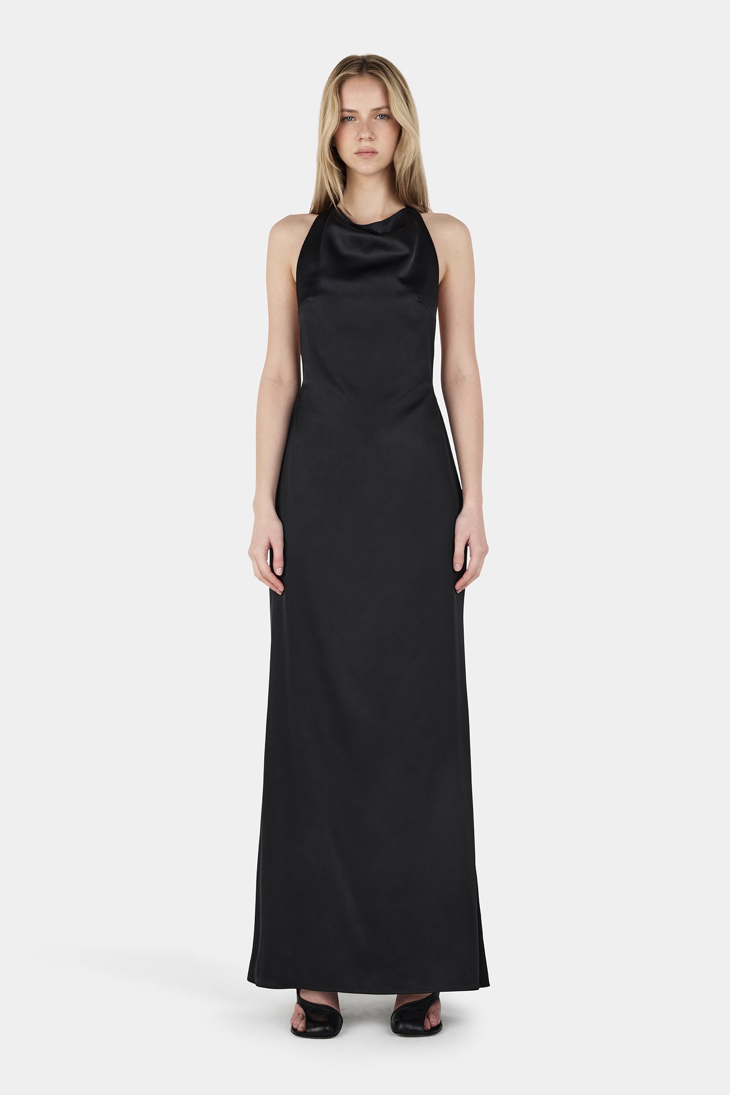 Petra Satin Backless Gown Black Hansen & Gretel Petra Satin Backless Gown Black Hansen & Gretel