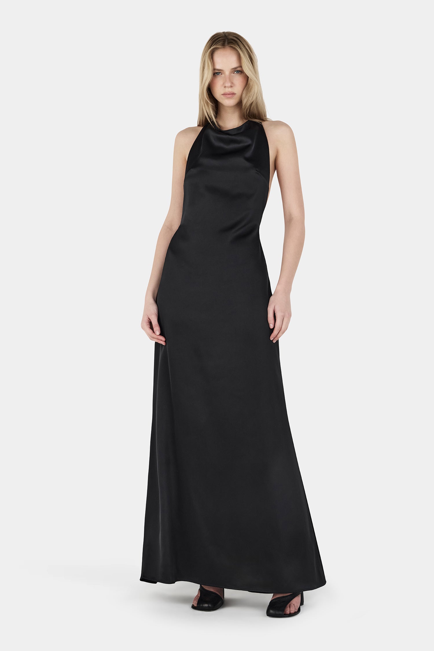 sachin and babi light blue dress Petra Satin Backless Gown Black – Hansen & Gretel