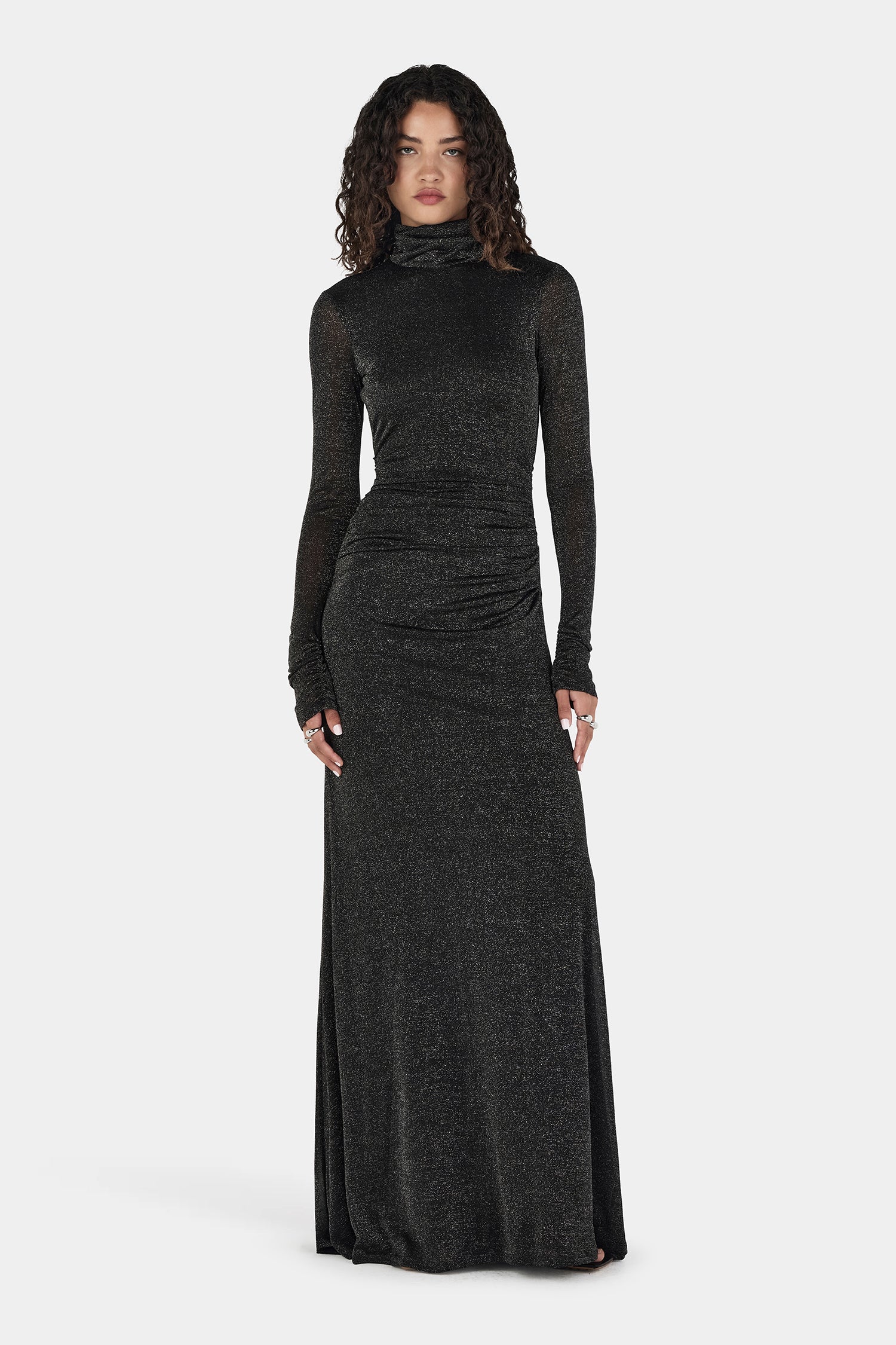 green long sleeve v neck dress Elegant Satin V-Neck Long Sleeves Mother of The Bride Dresses with Belt