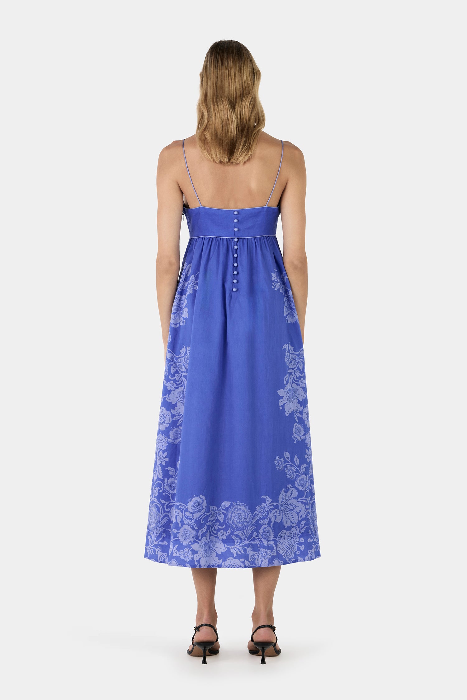 pink sky midi dress Lush Lemon Poplin Midi Dress with Balloon Sleeves & Pockets