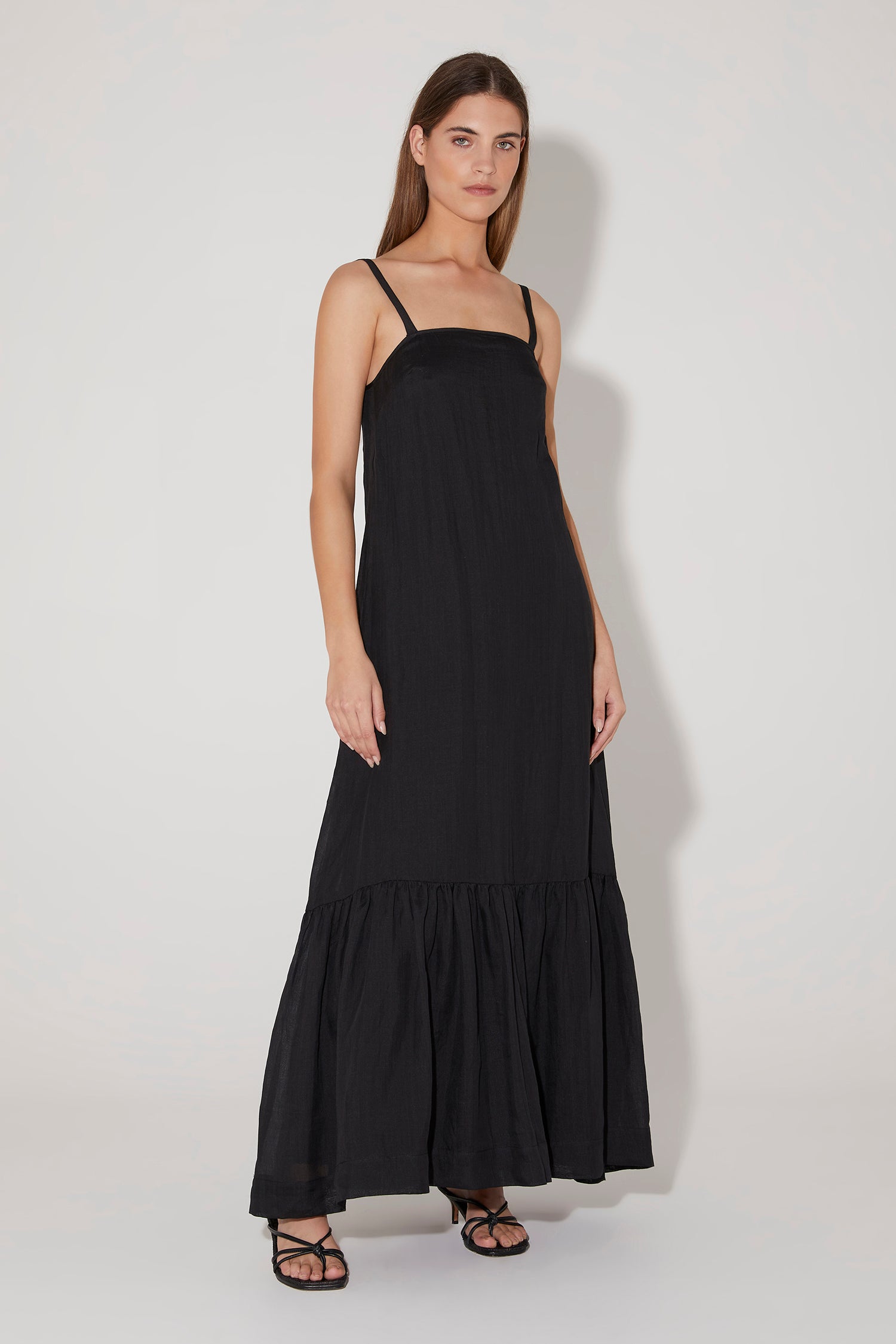 Black strappy maxi cheap dress