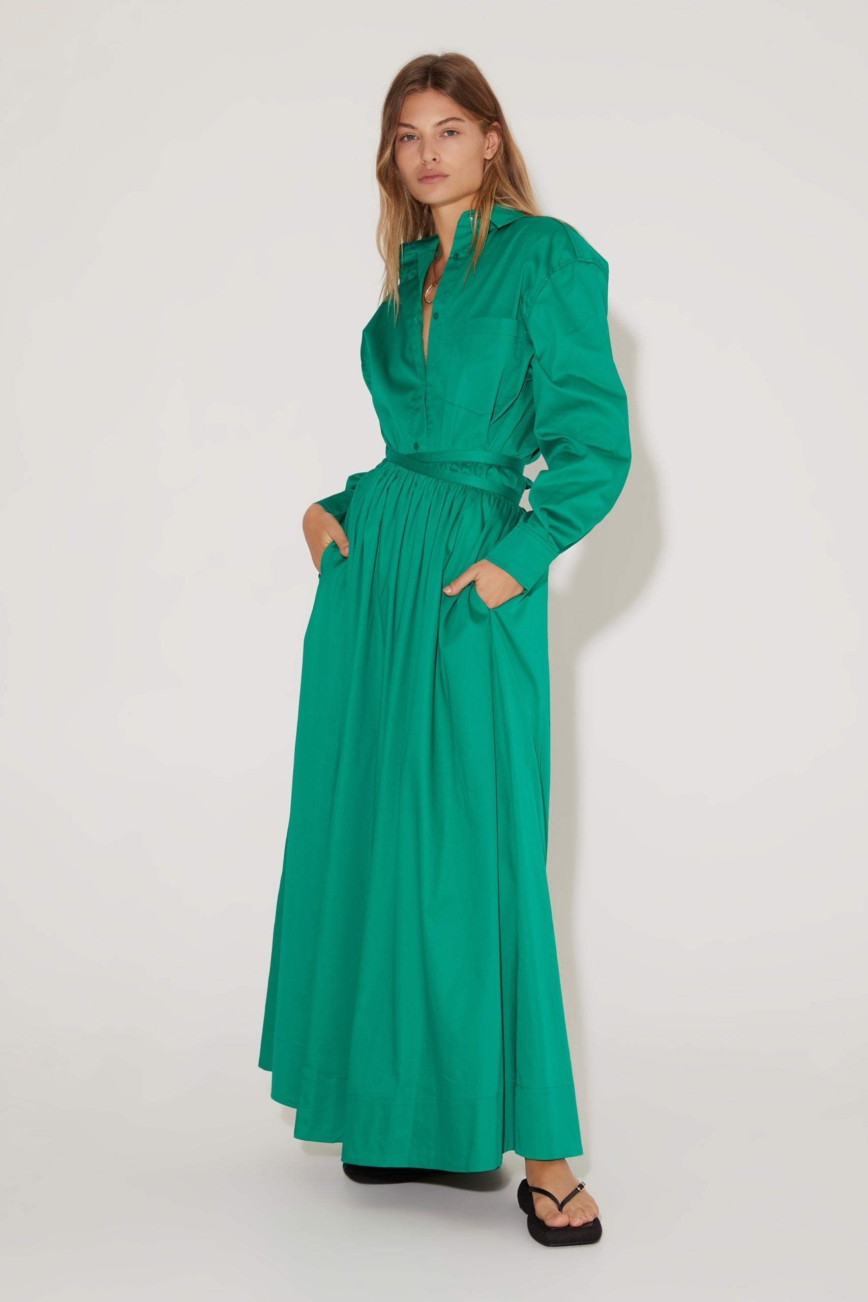 Jade green maxi skirt online